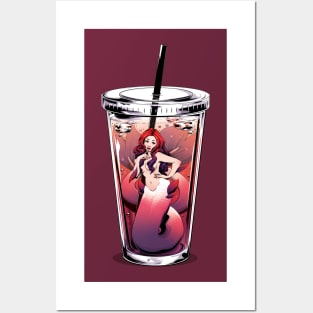 Mermaid In Tumbler Cup - Mer-Berry Posters and Art